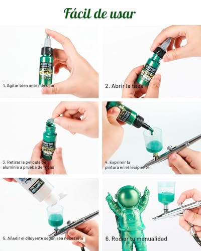 Miniatura 5 de X Arty Hub Pintura Aerógrafo - 42 Colores Con 120 Ml Diluyentes, Pinturas Acrílicas Para Aerógrafo Modelismo Iridiscentes, Neón Y Metálicas Listas Para Usar, Set De Pintura A Base De Agua