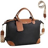 Long Keeper Bolsa Tote Grande Feminina Transversal para Academia, Viagem, Fim de Semana, Ombro, com Alça (Preta)