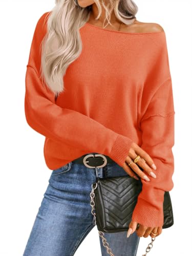 Image of Saodimallsu Womens Fall Off The Shoulder Sweater Pullovers