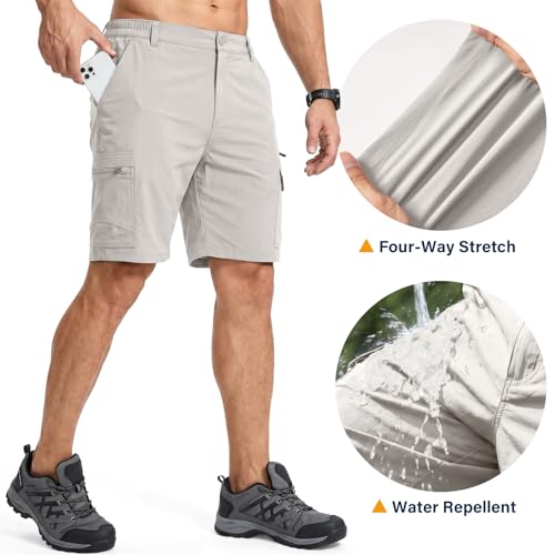 Image of Jessie Kidden Mens Cargo Shorts Expandable Waist Quick Dry Hiking Shorts