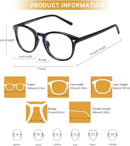 Image of ARICKS Round Blue Light Blocking Blue Cut Anti Glare Round Glasses Men and Women for Eye Protection from UV by Computer /Tablet /Laptop /Mobile