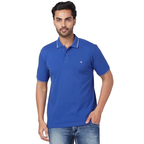 Image of Raymond Contemporary Fit Pure Cotton Solid Pattern Polo Neck Casual T-Shirt