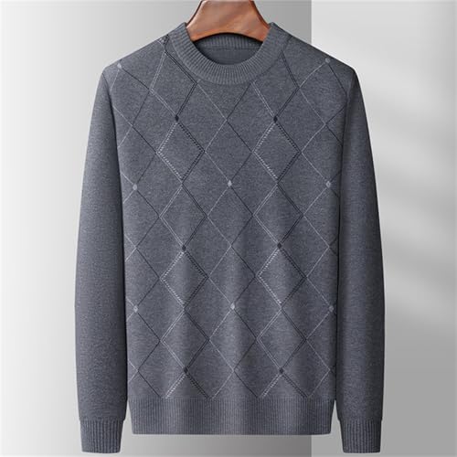 Men's Crewneck Sweater Slim Fit Argyle Pattern Long Sleeve Knit Pullover Pullovers Elastic Warm Top2