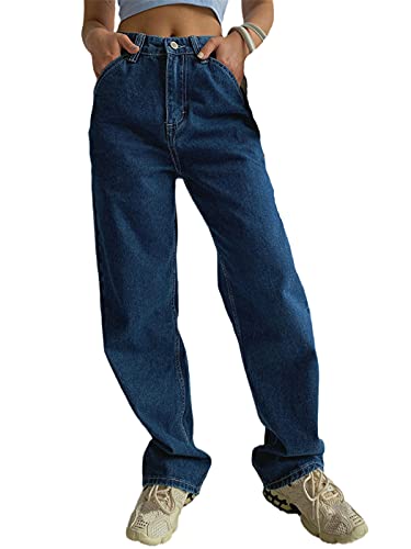 Jean taille haute femme coupe droite et ample style rétro