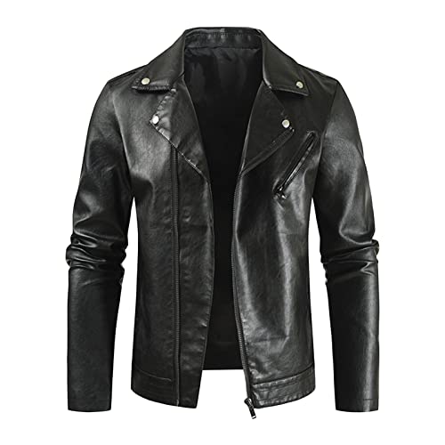 Blouson Bombardier Cuir PU Homme Contre le Froid Automne Veste