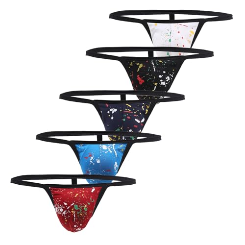 Mens Sexy G String Thongs Cotton Novelty Thong Underwear Lingerie G-Strings for Men