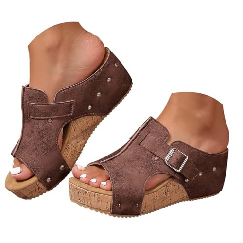 SDEXTRALYX Frauen Plattform Wedge Sandalen Flatform Mit Offener Zehen Frauen Hohlzehen Sandalen (A-braun Erwachsene Damen 36 Numerisch EU Schuhgrößensystem Breit)