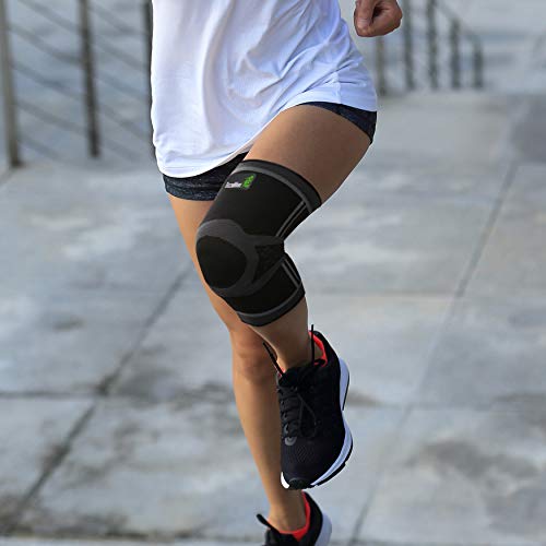 Techware Pro Knee Support Sleeve - Compression Knee Sleeve Men & Women. Knee Brace With Side Stabilizers & Patella Gel Pads. Meniscus Tear, Arthritis, Joint Pain Relief. Blk/Gry Med #TOP6