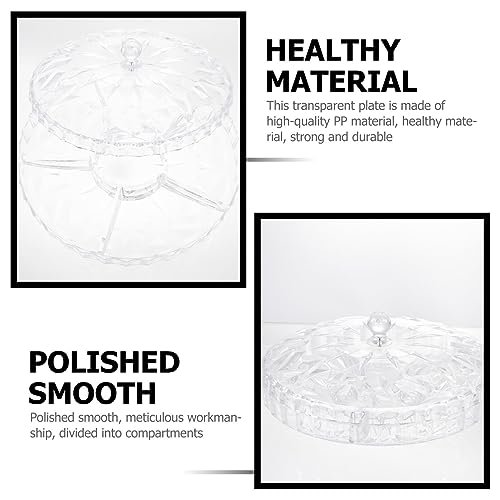 Cabilock Veggie Dip Compartment Serving Trays For Food Glass Snack Serving Tray With Lid Decorative Appetizer Tray Serving Plates Round Dishes For Dried Fruits Nuts Candies Fruits Bed Breakfast Tray #TOP4