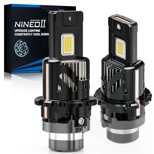 NINEO D4S/D4R Bulbs 5X Brighter Diamond White | [ Latest & Upgraded ] Fast-Cooling Plug and Play Off-Road Use or Fog Lights Pack of 2