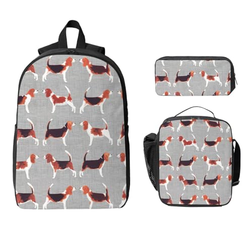 Sac à dos d'école beagle 3 pièces avec boîte à déjeuner et trousse EdWal - 2