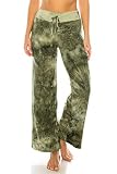 Leggings Depot Women's Print Design Comfy Long Pajama Pants-R983, Sage Tie Dye, Medium