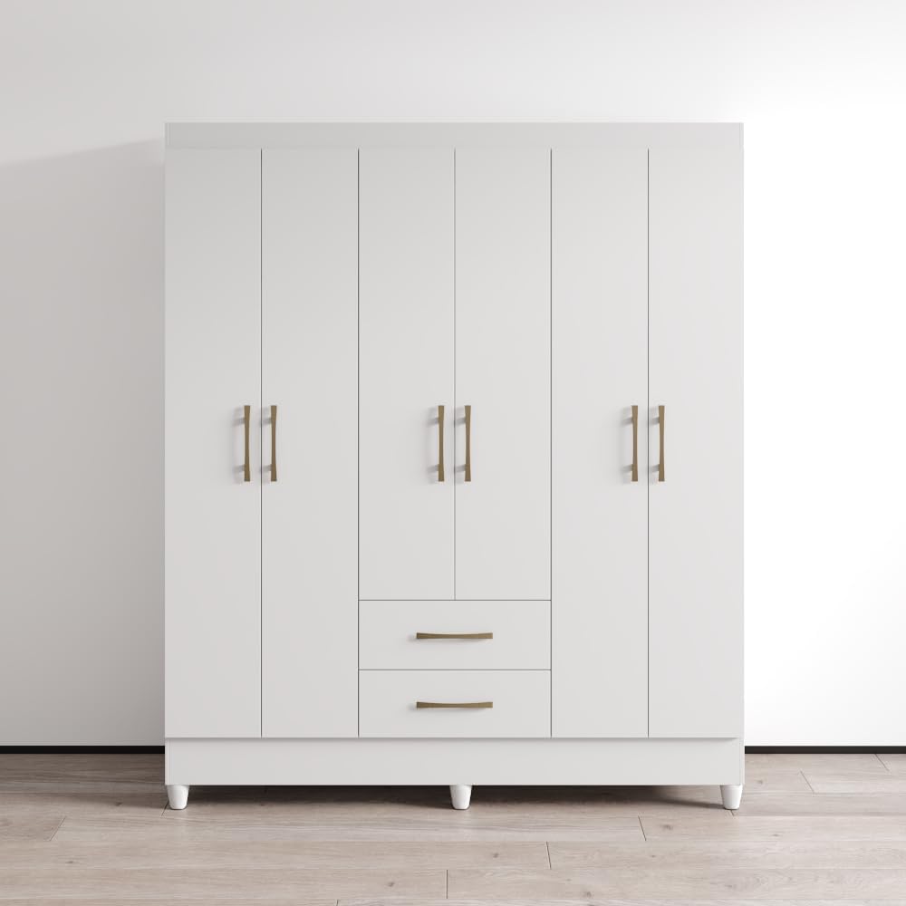Meble Furniture Panama Wardrobe — Contemporary Design — 71.7H x 60.2W x 19D inches — White