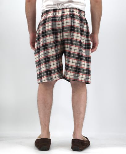 Image of Andrew Scott Men's Cotton Flannel Knee Length Shorts | Drawstring & Pockets Boxer Sleep Shorts | Multi Packs & Colors