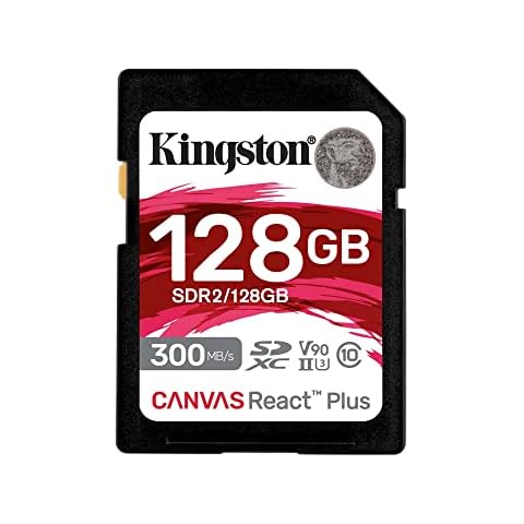 Kingston Canvas React Plus 128GB SDXC Memory Card UHS-II 300R/260W U3 V90 for Full HD/4K/8K - SDR2/128GB Cover