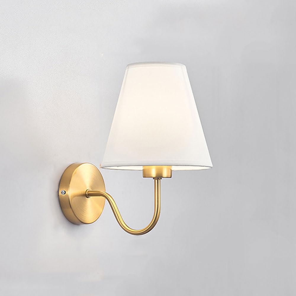 CONERY Rustproof Iron Wall Sconce Soft Light Wall Light Single-head Eye-care Wall Lamp Vintage Industrial Wall Mounted Lights With Flared Fabric Shade For Dining Room Bedrooms Wall Mount Reading Light