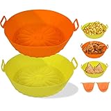 Air Fryer Silicone Liners - 2PCS 7.5inch Non-stick Air Fryers Silicone Pot, Replacement of Flammable