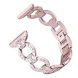 bayite Metal Bands Compatible Fitbit Versa Watch, Figure Eight O-Link with Rhinestones, Rose Gold 5.5