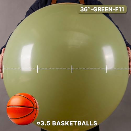 Image of PartyWoo Sage Green Balloons 4pcs 36 Inch Olive Boho Green Latex Helium Balloons for Birthday Baby Shower Graduation Wedding Dinosaur Jungle Golf Football Baseball Theme Party Decorations Green-F11