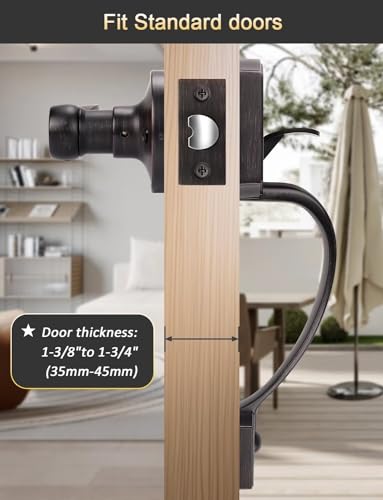 Image of Tinewa Camelot Trim Lower Half Handleset, Oil Rubbed Bronze Finish, Upgated Entry Door Handle with Accent Wave Door Lever for Electronic Keypad with Drop Interior Left Handed Lever