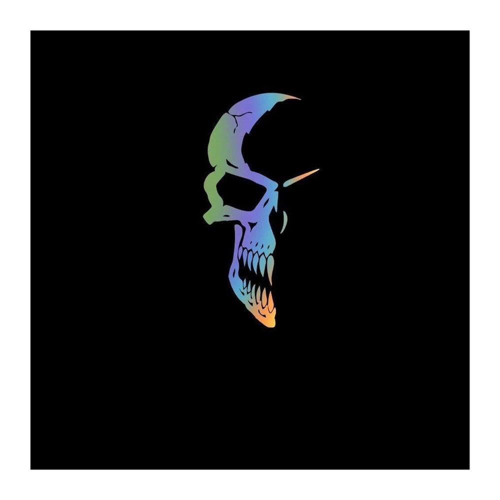 Car Body Skull Carbon Sticker Window Vinyl Decals(Reflective Lasers,12cmX3cm)