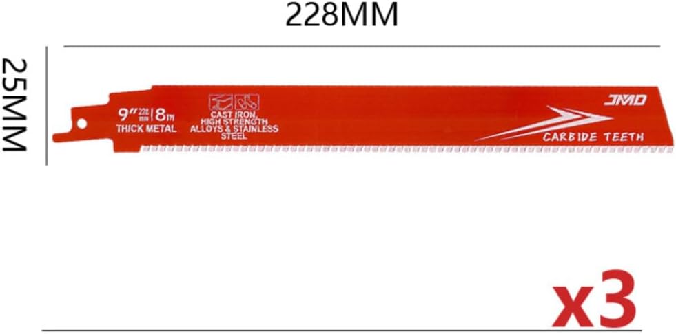 3Pcs/1Set 228mm 8TPI Reciprocating Saw Blade Set High Carbon Steel for Metal Cutting Saw Blades Electrical Tool Accessories