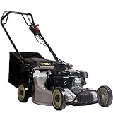 Cortacésped a Gasolina de 160 CC Cortacésped autopropulsado inalámbrico portátil con ensacadora de 60 l, 8 Alturas Ajustables, Ancho de Corte de 53 cm