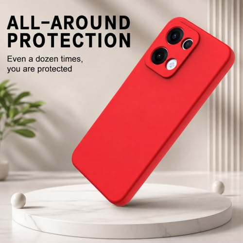 Image of Back Cover for Oppo Reno13 5G | Full Camera Protection | Premium Liquid Silicon Case | Flexible Bumper Case for Oppo Reno13 5G (Red)