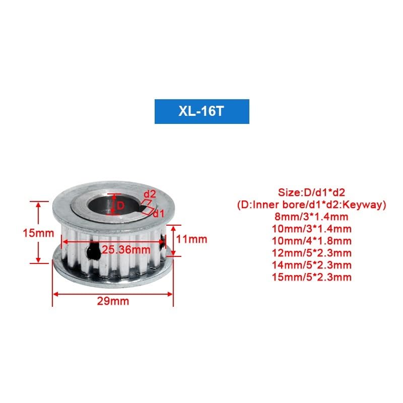 2 Pulegge Dentate XL-16T In Lega Alluminio - Foro 8/10mm, Per Cinghia XL - Foto 8