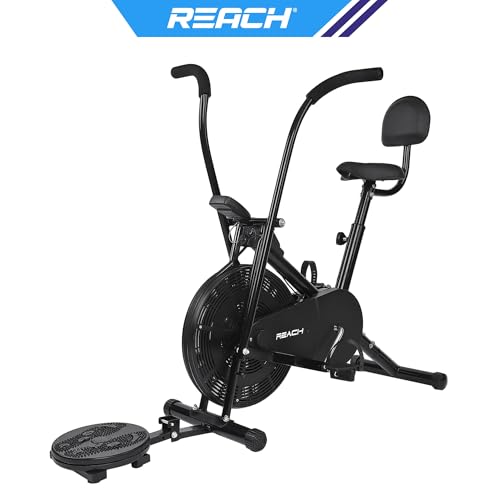Reach AB-110 BST Air Bike Exercise Cycle with Moving or Stationary Handle | with Back Support Seat & Twister | Adjustable Knob Resistance | Exercise Gym Cycle for Home Workout & Fitness 7 41DBaeHdCWL
