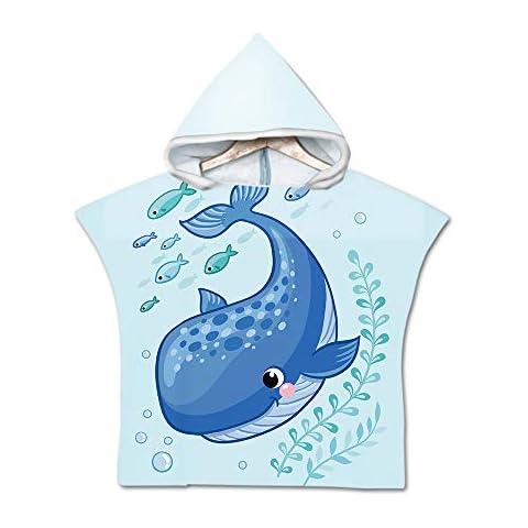 Treer Badeponcho Strandtuch mit Kapuze für Kinder, Cartoon Mikrofaser Bademantel Badetuch Schnelltrocknen Wechselkleider Poncho Handtuch Cover
