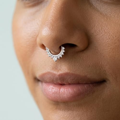 Image of RUVEE Nose & Ear Clip Titanium Plated Pin Non Pierced Just Press for Women & Girls Septum Ring