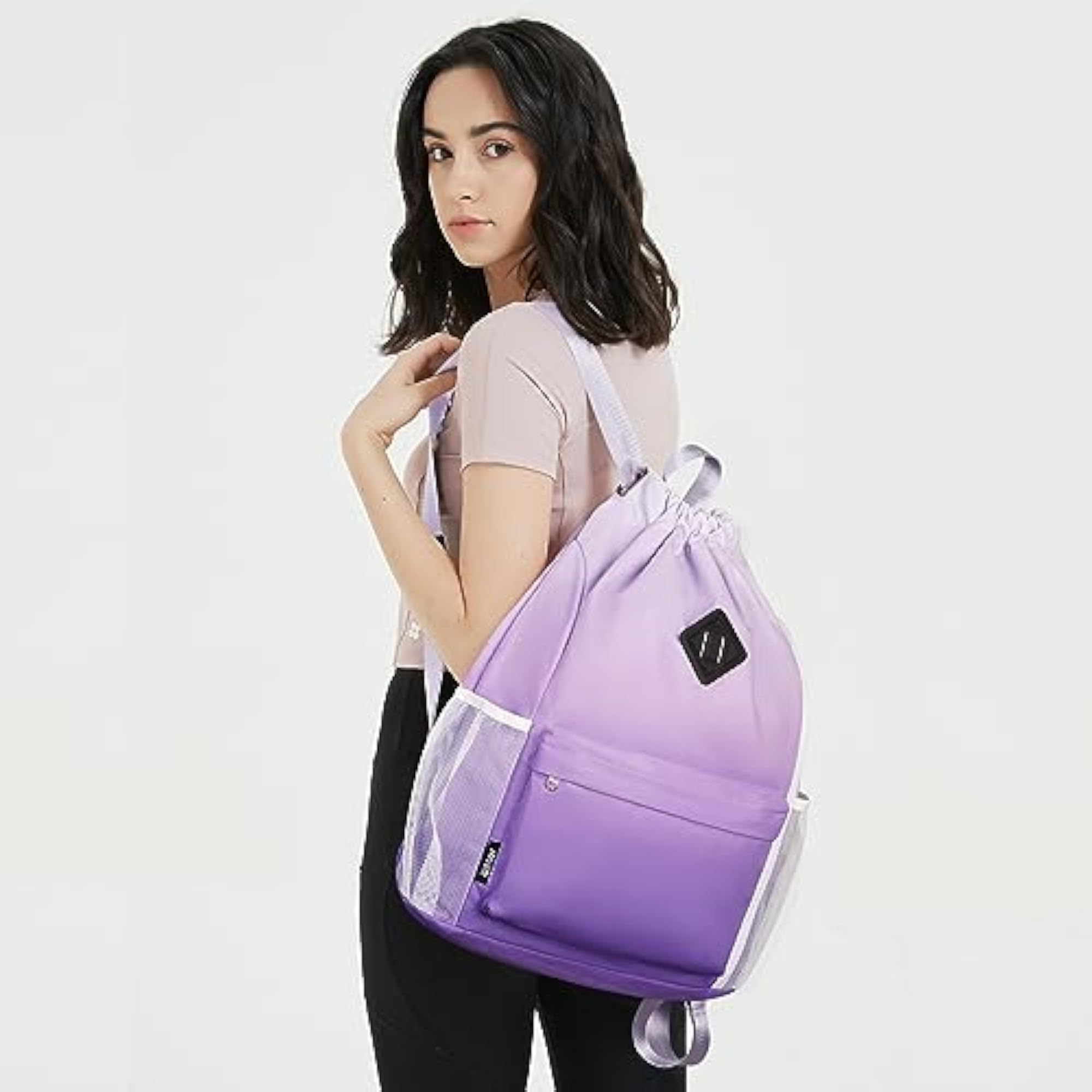 Drawstring Backpack Sports Gym Bag with Shoes Compartment
