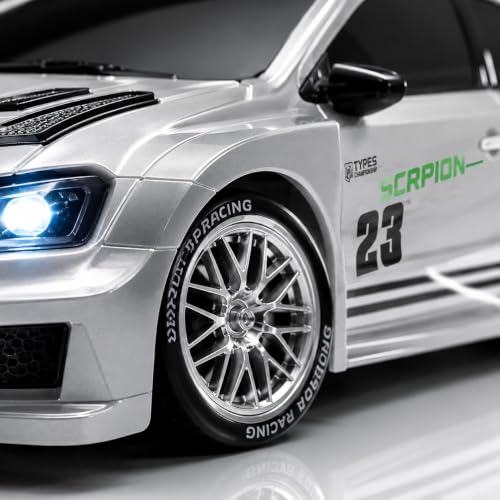 Image of Silver Remote Control Car Toy | Mustang | Rechargeable Remote Control Car | 2.4G Remote Control | Tire Replacement | High Speed Motor | 100m Range | LED Light | Birthday Gift for Kids