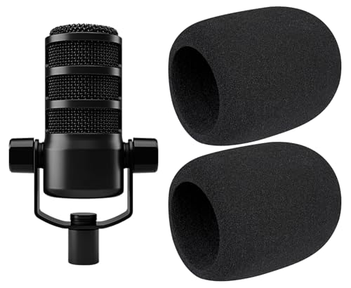 SOULWIT 2Pcs Microphones Pop Filter for RØDE(Rode) PodMic Cardioid Dynamic Broadcast, Protective Mic Cover Windscreen Foam - Black