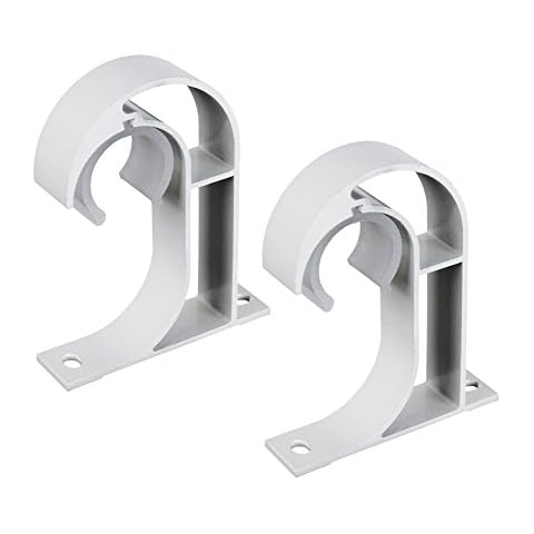 iHomestyle Aluminum Alloy Curtain Rod Bracket,Curtain Rod Holder,Curtain Rod Supportor,Mounted on the Ceiling 2 Set (White) Cover
