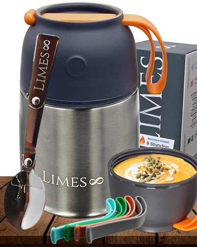 Limes 8® Edelstahl Thermobehälter für Essen - 500ml - Thermo Lunchbox - Warmhaltebehälter für Speisen - Essensbehälter für Babynahrung, Suppen, Müsli to go Speisegefäß