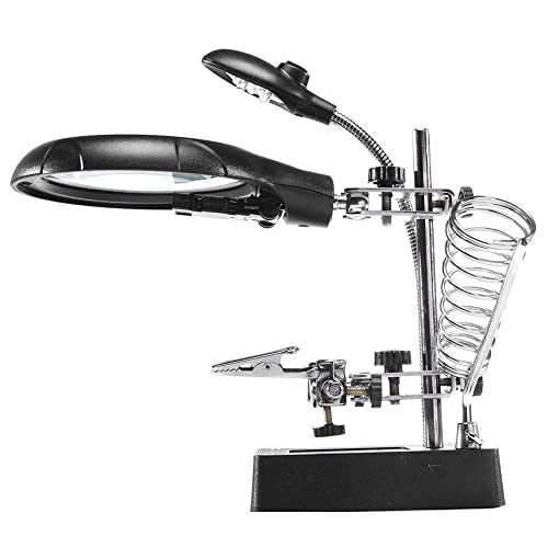 Lupa Mesa Bancada 5 Leds Garras Suporte Solda Com 3 Lentes MM House