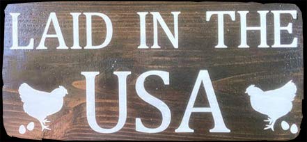 NGFD Funny Chicken Coop Tin Sign Fluffy Hut Laid in The USA Funny Chicken Coop Tin Sign Coop Farm Chicken Coop Accessories Metal Chicken Signs 8X12 Inches