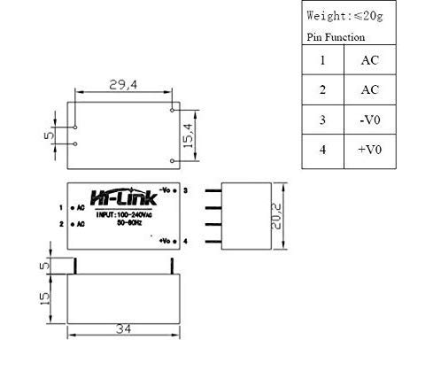 Image of CentIoT - Hi-Link AC-DC 220V to 3.3V mini power supply module - intelligent household SMPS switch mode power supply module (HLK-PM03 3.3V 3W)