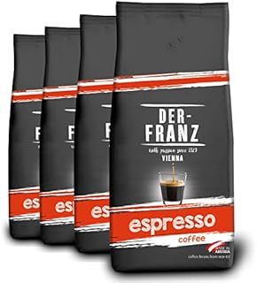 DER-FRANZ Espresso Coffee, Whole Bean, 1000 g (4-Pack)