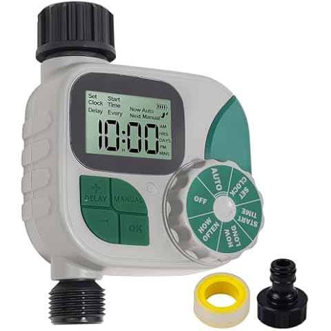 Biswing Watering Timer for Garden Hose, Outlet Hose Water Sprinkler Timers, Programmable Hose Timer with Digital Irrigation Timer System, Battery Operated for Outdoor Yard Lawn Garden Watering Cover