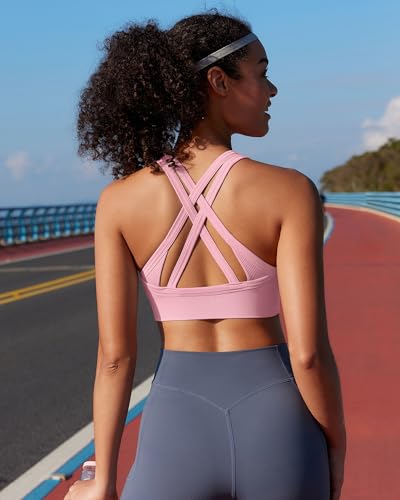 Image of RUNNING GIRL Sports Bra for Women High Support, Criss-Cross Back Padded Strappy Sports Bras Yoga Bra with Removable Cups