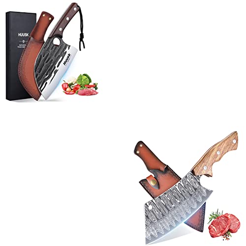 Butcher Knife For Meat Cutting Bundle With Upgraded Serbian Chef Knife Japanese Meat Cleaver Knife #TOP9