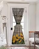 Sunflower French Door Curtain Sliding Front Door Curtains for Glass Window Blackout Thermal Privacy Summer Sunglasses Farm Plant Woodgrain Brown Sidelight Curtains for Living Room Patio 25"x72"