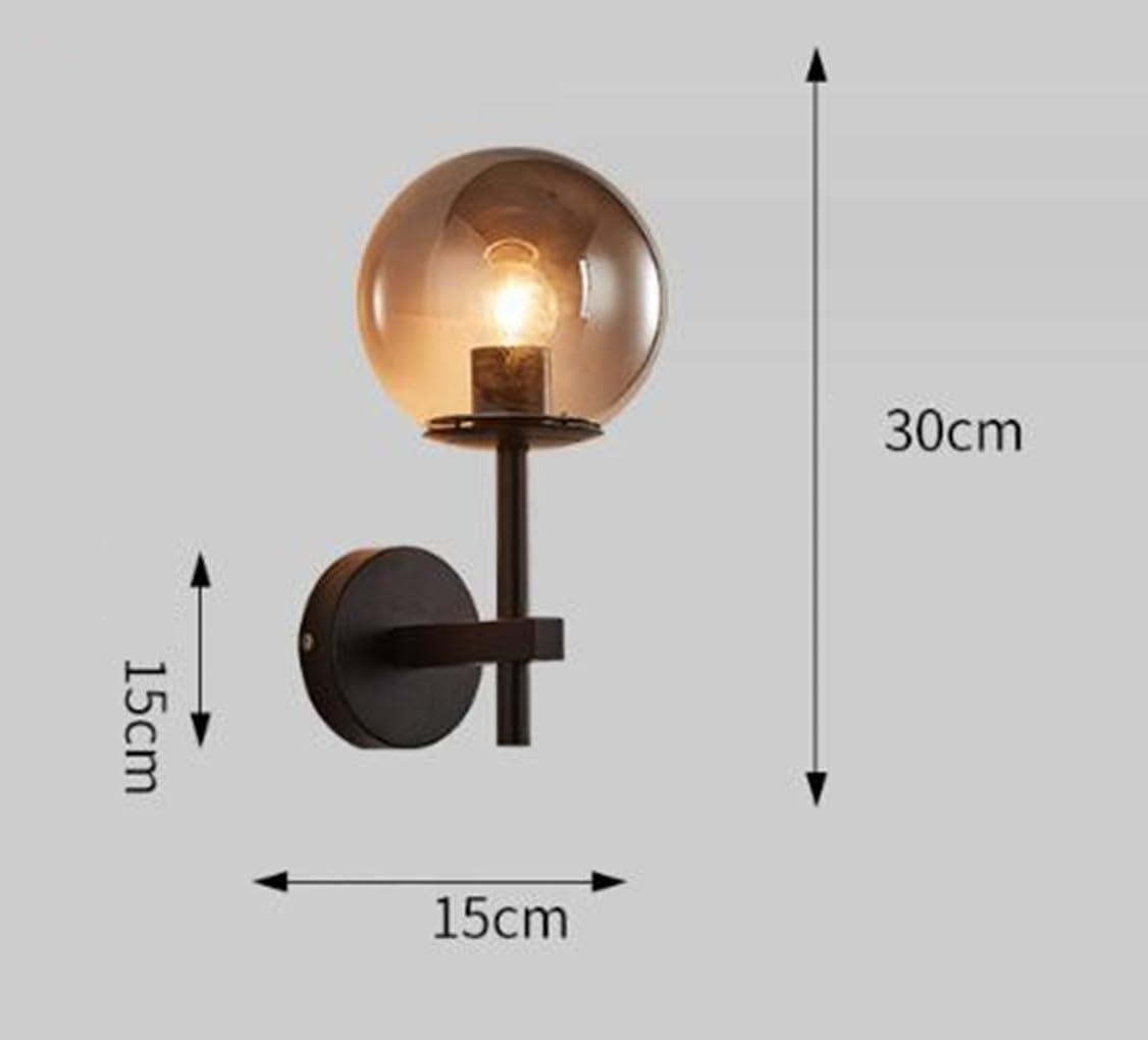 Lights Indoor Modern Glass Globe Wall Bedroom Bedside Table for Living Room Staircase Hallway,15 * 30cm,Gold lamp