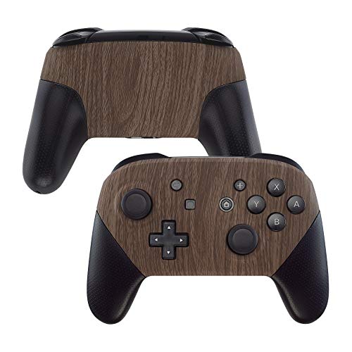 Limited Stock eXtremeRate Soft Touch Faceplate and Backplate for NS Switch Pro Controller, Wood Grain Patterned DIY Replacement Shell Housing Case for NS Switch Pro Controller - Controller NOT Included