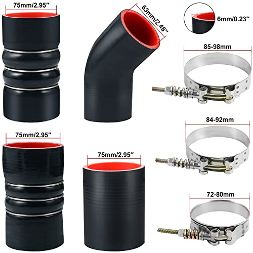 Turbo Intercooler Boots Clamps Kit Intercooler Hose Compatible With 2003-2007 Ford F250 F350 6.0L Diesel #TOP1