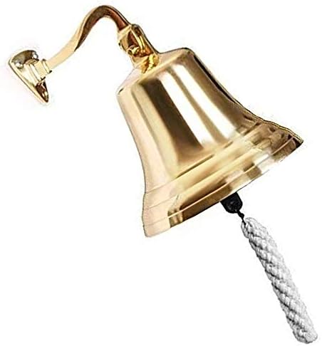 ARSUK Last Orders Bell - Home Bar Pub Bell, Wall Mounted Ship Bell, Brass Hanging Bell with Durable Rope - Nautical Service Sleigh Playhouse Ships Bell