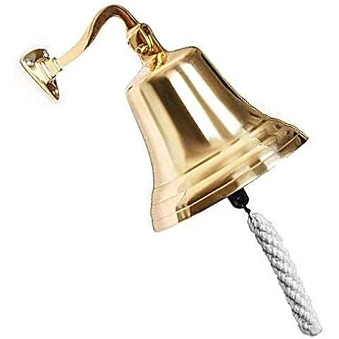 ARSUK Campanilla náutica, de latón Macizo para la Marina, para la Cena en la Escuela, en Barco, para la recepción, decoración del hogar, para Colgar en la Pared, Campana Antigua (3" Latón Sólido) Cover